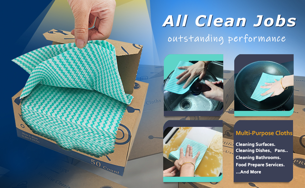 Heavy Duty Wipes Dish Cloths 50Pieces Reusable Wipes Multi-use Cleaning Cloths Towels