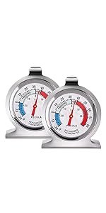 Stainless Steel Oven Thermometer 50-300°C/100-600°F, Analog Instant Read, Battery-Free Kitchen Cooking Thermometer, Hook & Stand Design Food Thermometer for Oven, Grill, Smoker, Fryer