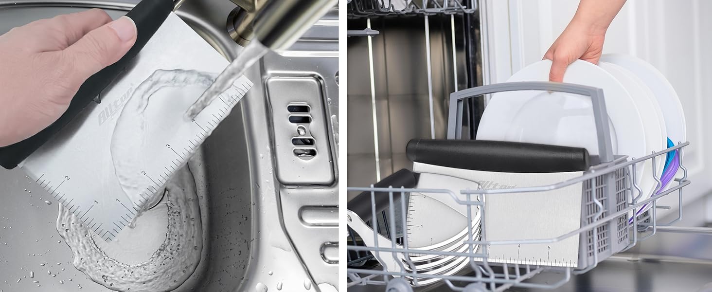 ALLTOP Stainless Steel Bench Scraper and Pastry Blender Cutter Set, Efficient Multipurpose Kitchen Baking Essential Tool with Comfortable Grip Handle-Perfect for Nut, Pie and Dough Processing - Black