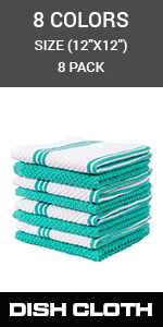 Living Fashions 8 Pack Dish Cloths for Washing Dishes - 100% Cotton Absorbent Dish Towels Size 12
