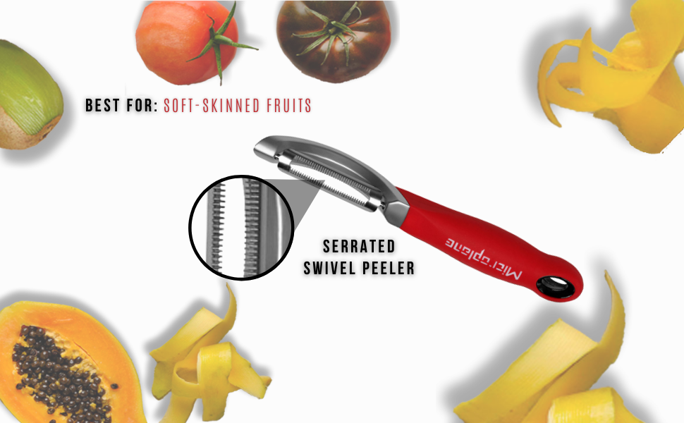 Microplane Professional Serrated Swivel Peeler for Tomato and Kiwi, for Right and Left Hand Use