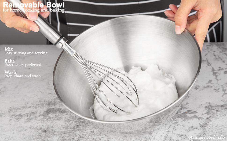 Digital Kitchen Scale with Removable Bowl 2.5L Volume, Electronic Stainless Steel Food Scale for Cooking Baking, Room Temperature, Alarm Timer, 12lb 5.5kg, Batteries Included