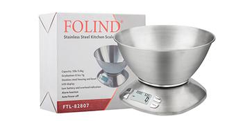 Digital Kitchen Scale with Removable Bowl 2.5L Volume, Electronic Stainless Steel Food Scale for Cooking Baking, Room Temperature, Alarm Timer, 12lb 5.5kg, Batteries Included