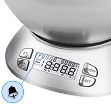 Digital Kitchen Scale with Removable Bowl 2.5L Volume, Electronic Stainless Steel Food Scale for Cooking Baking, Room Temperature, Alarm Timer, 12lb 5.5kg, Batteries Included