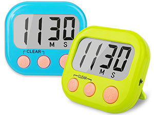 2 Pack Digital Kitchen Timer for Cooking Big Digits Loud Alarm Magnetic Backing Stand Cooking Timers for Baking White