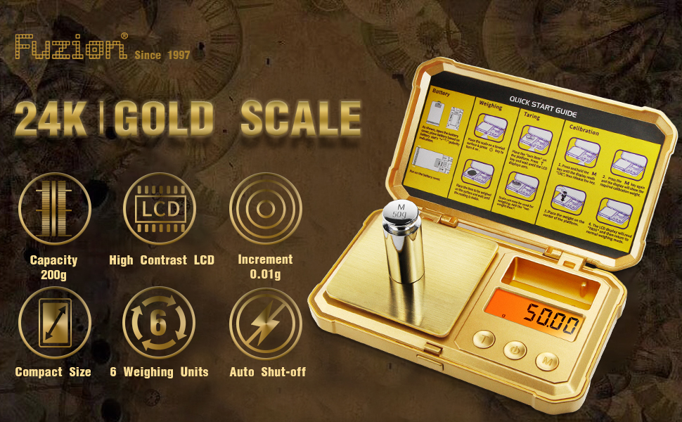 Fuzion Gram Scale 200g/0.01g, Jewelry Scales Digital Weight Grams and Ounces, Digital Pocket Herb Scale with 6 Modes, Tare for Herbs, Jewelry, Small(50g Weight & Battery Included)