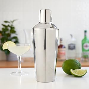 True 7-Piece Barware Set for Mixed Drinks and Cold Brew Cocktails, Includes Boston Cocktail Shaker Tin, Mixing Glass, Jigger, Muddler, Strainer, Bar Spoon, Pour Spout for Home Bar, Bartender Gifts