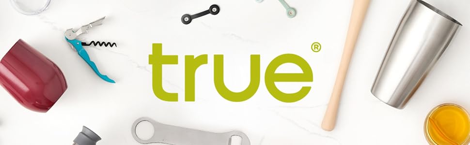 True 7-Piece Barware Set for Mixed Drinks and Cold Brew Cocktails, Includes Boston Cocktail Shaker Tin, Mixing Glass, Jigger, Muddler, Strainer, Bar Spoon, Pour Spout for Home Bar, Bartender Gifts