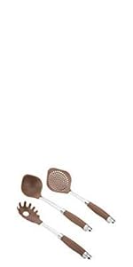 Anolon Tools Set/Nonstick Nylon Cooking Utensils/Kitchen Gadgets Includes Spoons, Turners, Ladle, Meat Fork, Whisk, and Locking Tongs, 10 Piece, Bronze