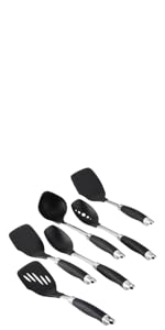 Anolon Tools Set/Nonstick Nylon Cooking Utensils/Kitchen Gadgets Includes Spoons, Turners, Ladle, Meat Fork, Whisk, and Locking Tongs, 10 Piece, Bronze