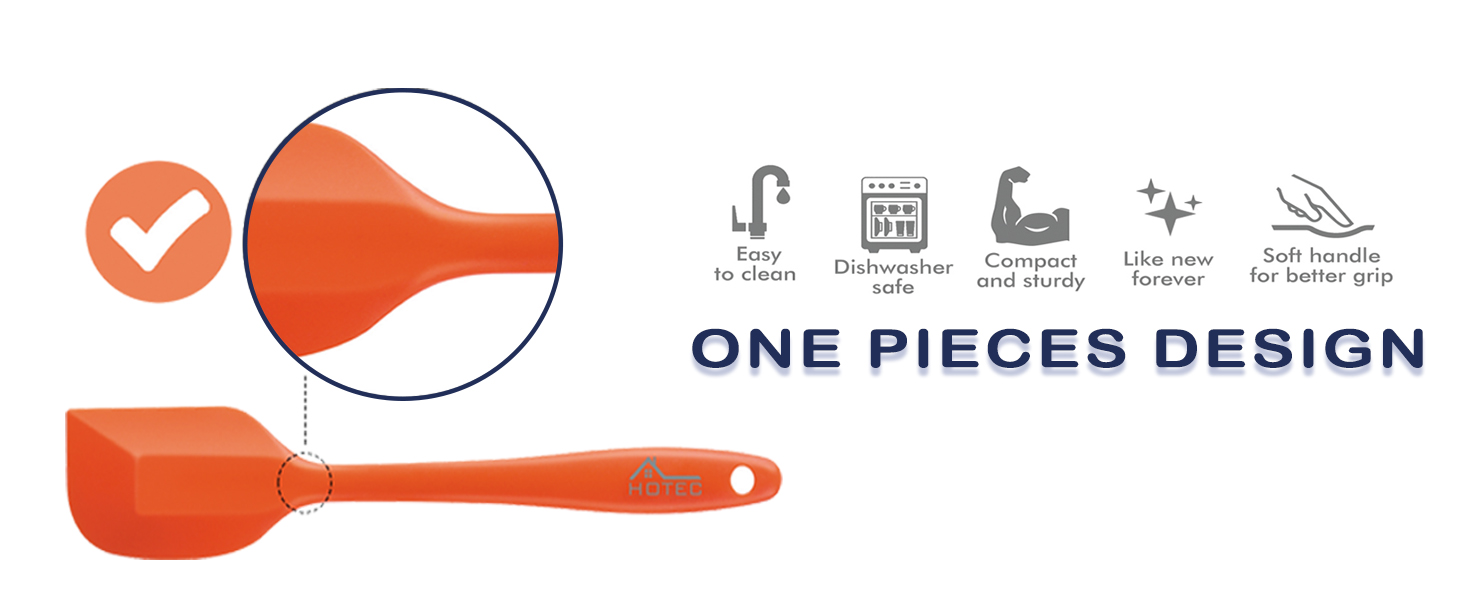 HOTEC Heat Resistant 600℉ Food Grade Silicone Rubber Spatula Set for Baking, Cooking, and Mixing Non Stick Dishwasher Safe BPA-Free Multicolor Set of 5