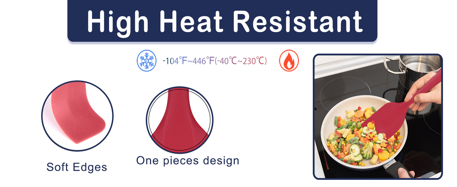 HOTEC Heat Resistant 600℉ Food Grade Silicone Rubber Spatula Set for Baking, Cooking, and Mixing Non Stick Dishwasher Safe BPA-Free Multicolor Set of 5