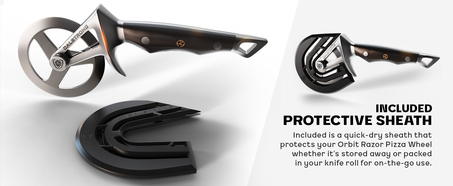 Dalstrong Pizza Cutter Wheel - High-Carbon Heavy-Duty Stainless Steel - G10 Handle - Easy Cleaning Best Pizza Knife Slice - Thumb Guard Protection & Blade Cover - The Orbit Razor Unique Pizza Slicer