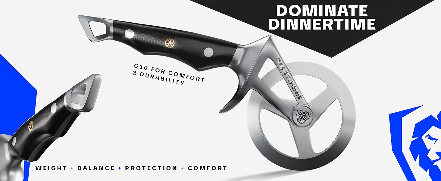 Dalstrong Pizza Cutter Wheel - High-Carbon Heavy-Duty Stainless Steel - G10 Handle - Easy Cleaning Best Pizza Knife Slice - Thumb Guard Protection & Blade Cover - The Orbit Razor Unique Pizza Slicer