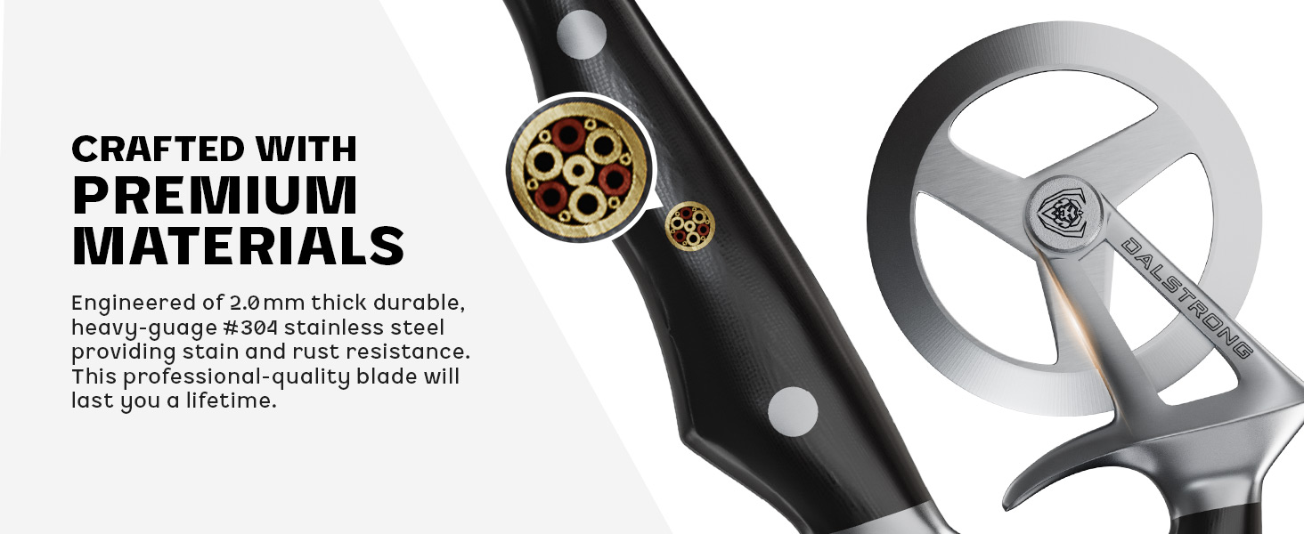 Dalstrong Pizza Cutter Wheel - High-Carbon Heavy-Duty Stainless Steel - G10 Handle - Easy Cleaning Best Pizza Knife Slice - Thumb Guard Protection & Blade Cover - The Orbit Razor Unique Pizza Slicer
