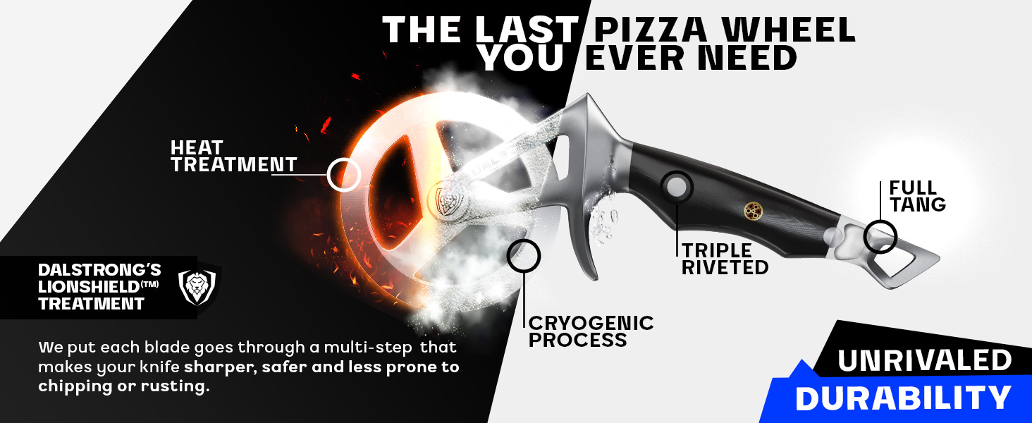 Dalstrong Pizza Cutter Wheel - High-Carbon Heavy-Duty Stainless Steel - G10 Handle - Easy Cleaning Best Pizza Knife Slice - Thumb Guard Protection & Blade Cover - The Orbit Razor Unique Pizza Slicer