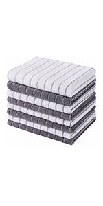 Microfiber Dish Towels - Soft, Super Absorbent and Lint Free Kitchen Towels - 8 Pack (Lattice Designed Gray Colors) - 26 x 18 Inch