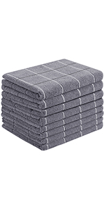 Microfiber Dish Towels - Soft, Super Absorbent and Lint Free Kitchen Towels - 8 Pack (Lattice Designed Gray Colors) - 26 x 18 Inch