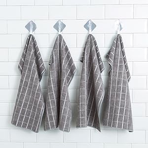 Microfiber Dish Towels - Soft, Super Absorbent and Lint Free Kitchen Towels - 8 Pack (Lattice Designed Gray Colors) - 26 x 18 Inch