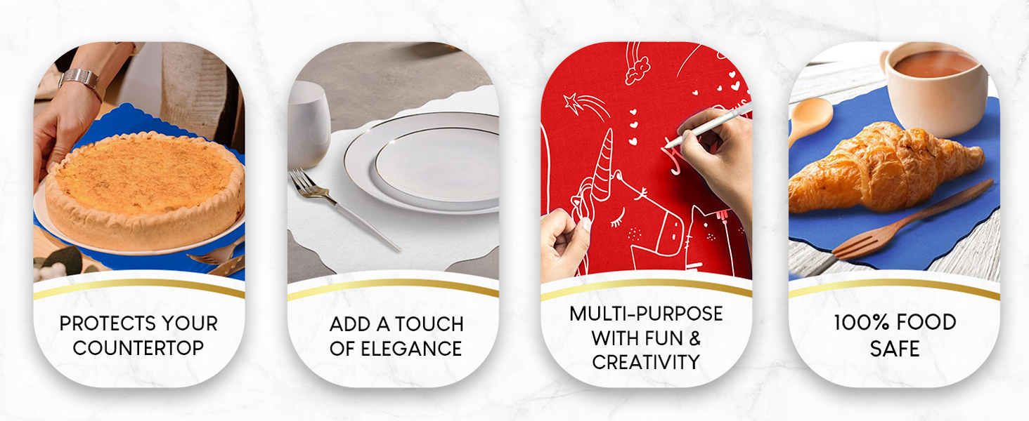 Disposable Paper Placemats – Premium, 50 Pack of White Scalloped Edge Placemats, Perfect Size 10x 14