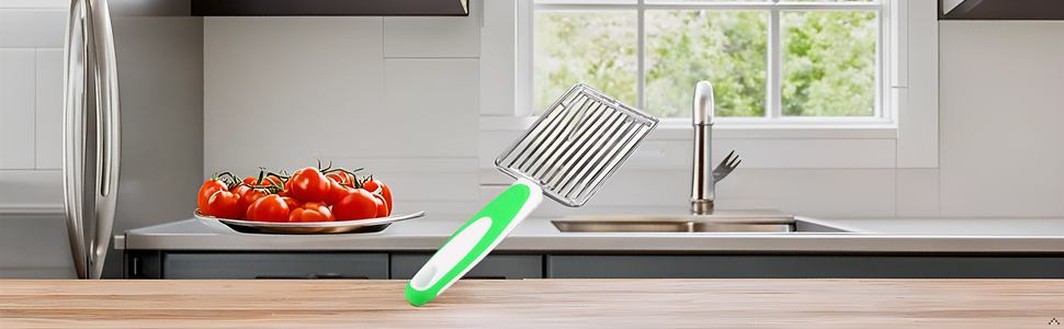 ASHATA Lunch Meat Slicer, Stainless Cutter with Handle for Cheese Potato Egg Ham Fruit Tomato, Quality Stainless Steel 10 Wires for 11, Stainless Steel Fruit Vegetable Slicer