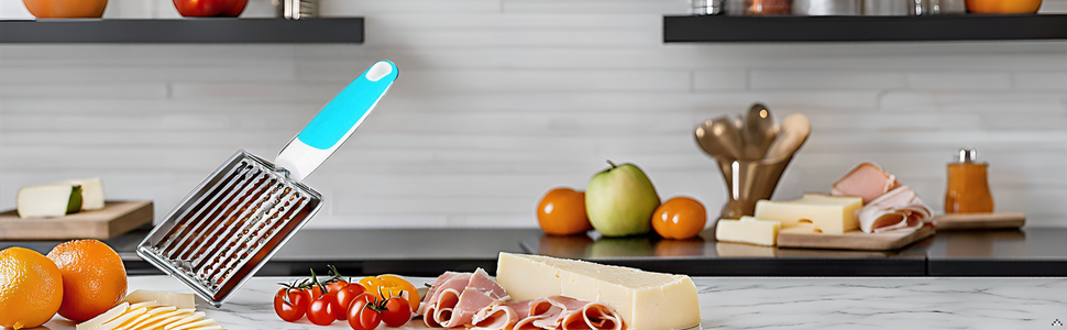 ASHATA Lunch Meat Slicer, Stainless Cutter with Handle for Cheese Potato Egg Ham Fruit Tomato, Quality Stainless Steel 10 Wires for 11, Stainless Steel Fruit Vegetable Slicer