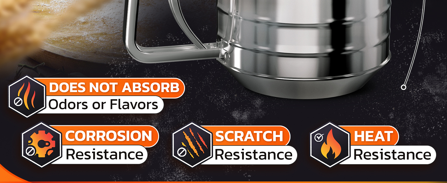 5 Cup Flour Sifter for Baking – Large Capacity Flour Sifter Stainless Steel with Double Mesh, Easy One-Hand Use & Dishwasher Safe – Baking Tools for Sifting Powdered Sugar, Cocoa & Easter Cookies