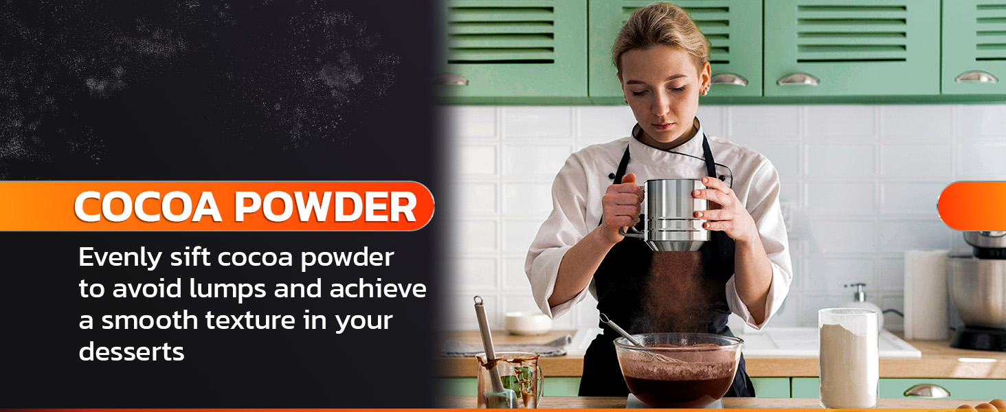 5 Cup Flour Sifter for Baking – Large Capacity Flour Sifter Stainless Steel with Double Mesh, Easy One-Hand Use & Dishwasher Safe – Baking Tools for Sifting Powdered Sugar, Cocoa & Easter Cookies