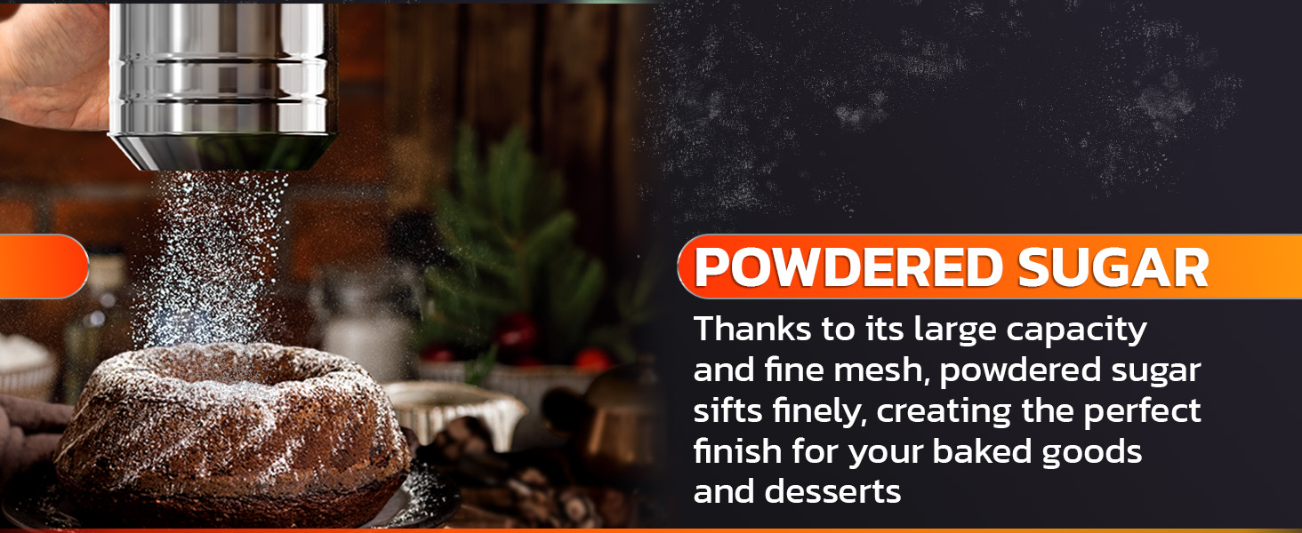 5 Cup Flour Sifter for Baking – Large Capacity Flour Sifter Stainless Steel with Double Mesh, Easy One-Hand Use & Dishwasher Safe – Baking Tools for Sifting Powdered Sugar, Cocoa & Easter Cookies