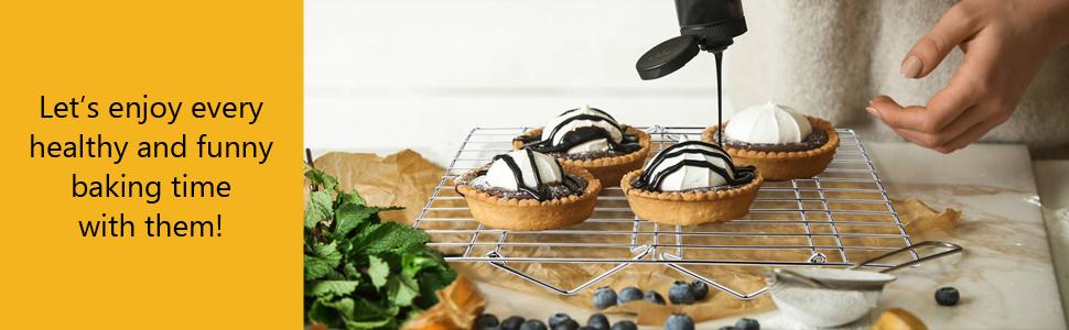 P&P CHEF Cooling Rack Set of 2, 2-Tier Stackable Stainless Steel Wire Racks for Baking Cooking Cooling Roasting, Collapsible & Heavy Duty, Oven Safe & Easy Clean, 15