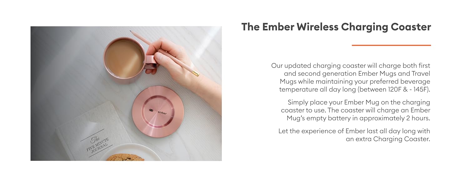 Ember Charging Coaster 2, Wireless Charging for Use with Ember Temperature Control Smart Mug, White