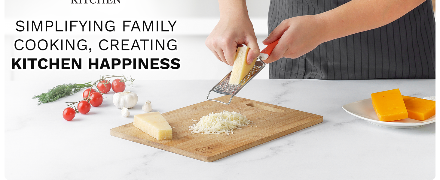 Zulay Kitchen Professional Cheese Grater Stainless Steel - Durable Rust-Proof Metal Lemon Zester Grater With Handle - Flat Handheld Grater For Cheese, Chocolate, Spices, And More - Black