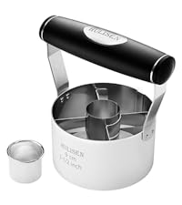 HULISEN Round Cake Ring Mold, Stainless Steel 3” Cooking Crumpet Rings with 1 Pusher & 4 Food Form, Tuna Tartare Mold for Pancake, Salad, Mousse