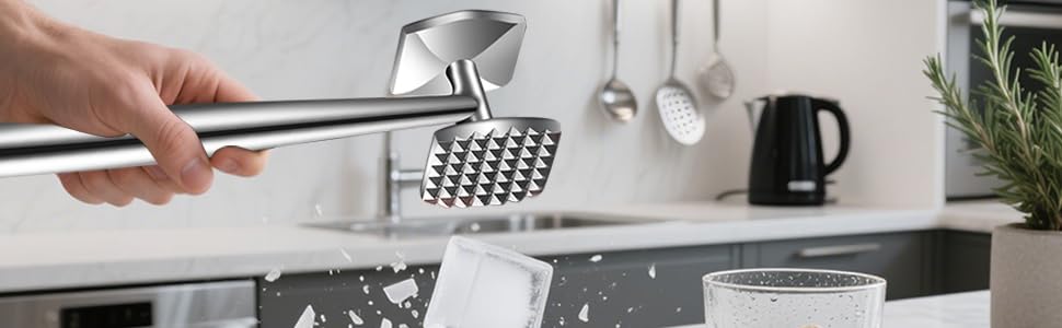 Meat Tenderizer Meat Hammer Mallet Tool Pounder For Tenderizing Steak Beef And Poultry. With Rubber Comfort Grip Handle.Dishwasher Easy