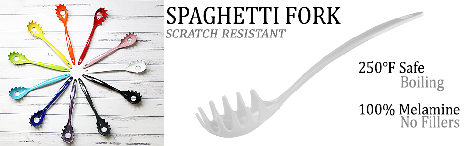 Spaghetti Spoon, Pasta Server, Fork with Ergonomic Handle, Heat Resistant, BPA Free with Ergonomic Handle,11.5 inch Melamine Utensil by Reston Lloyd, Pink