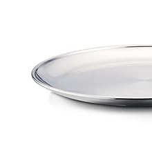 P&P CHEF Pizza Pan Bakeware for Home Kitchen, Stainless Steel Pizza Tray for Baking Pizza, Healthy & Reusable & Easy Clean, Oven & Freezer Safe, 12 Inch & Silver