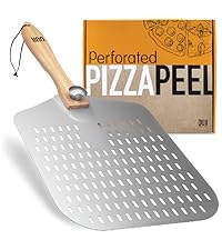 Pizza Peel with Cutter - 12 x 14-inch Metal Turning Peel, 14'' Pizza Cutter with Blade Cover - Premium Pizza Spatula Paddle, Pizza Oven Accessories Compatible with Ooni, Blackstone, Gozney
