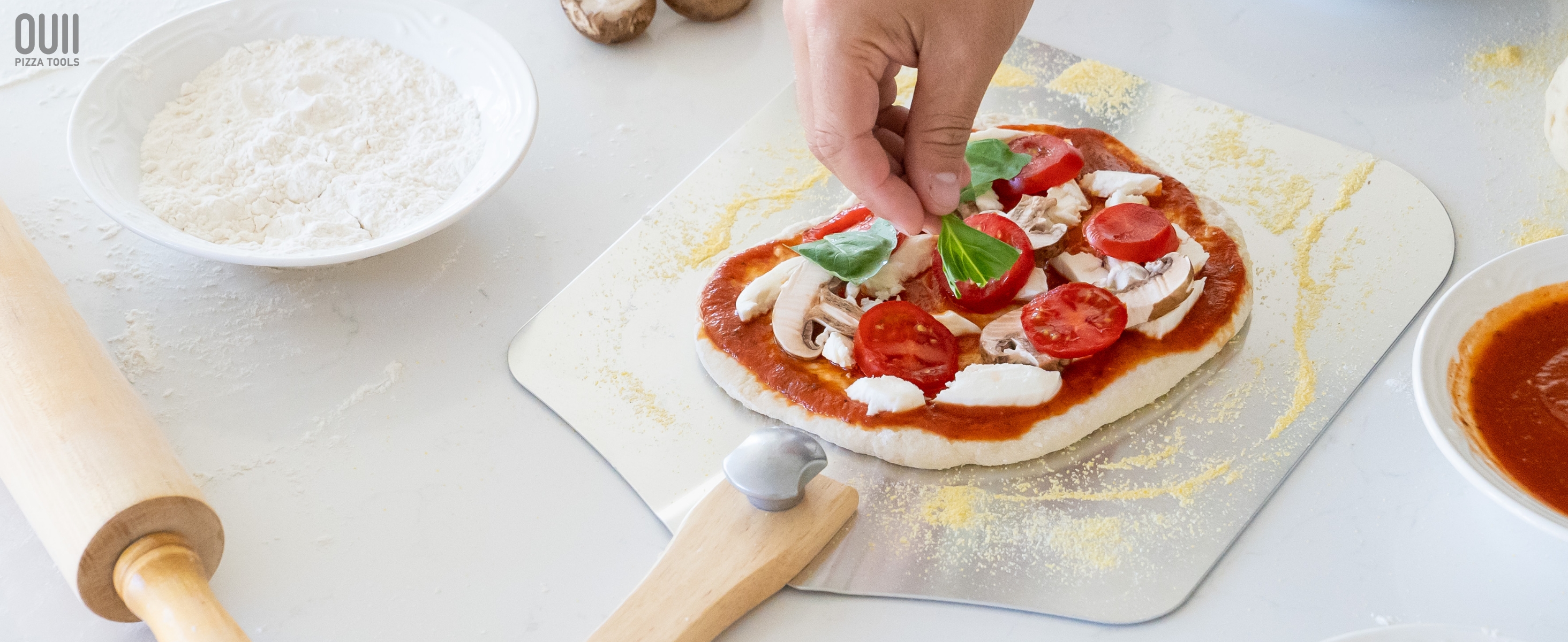 Pizza Peel with Cutter - 12 x 14-inch Metal Turning Peel, 14'' Pizza Cutter with Blade Cover - Premium Pizza Spatula Paddle, Pizza Oven Accessories Compatible with Ooni, Blackstone, Gozney