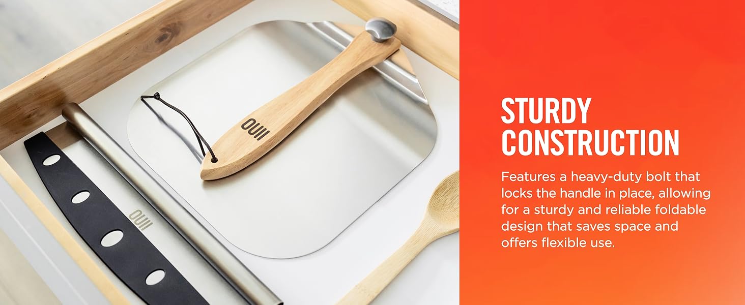 Pizza Peel with Cutter - 12 x 14-inch Metal Turning Peel, 14'' Pizza Cutter with Blade Cover - Premium Pizza Spatula Paddle, Pizza Oven Accessories Compatible with Ooni, Blackstone, Gozney