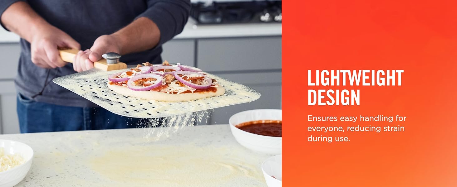 Pizza Peel with Cutter - 12 x 14-inch Metal Turning Peel, 14'' Pizza Cutter with Blade Cover - Premium Pizza Spatula Paddle, Pizza Oven Accessories Compatible with Ooni, Blackstone, Gozney