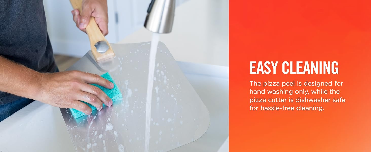 Pizza Peel with Cutter - 12 x 14-inch Metal Turning Peel, 14'' Pizza Cutter with Blade Cover - Premium Pizza Spatula Paddle, Pizza Oven Accessories Compatible with Ooni, Blackstone, Gozney