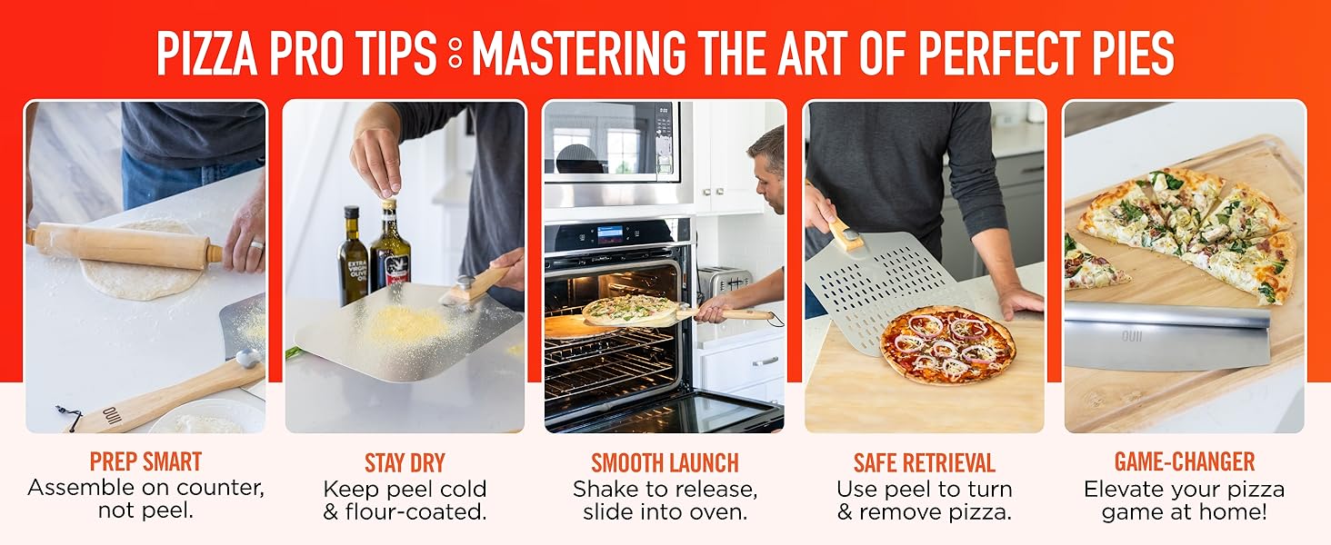 Pizza Peel with Cutter - 12 x 14-inch Metal Turning Peel, 14'' Pizza Cutter with Blade Cover - Premium Pizza Spatula Paddle, Pizza Oven Accessories Compatible with Ooni, Blackstone, Gozney