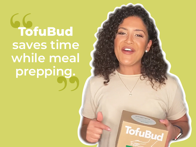 TofuBud Tofu Press - Presser for Firm or Extra Firm Tofu - Dishwasher Safe with Water Drainer - Made from Durable Sustainable Materials - Perfect for Vegan Cooking - Healthy Recipes Cookbook Included