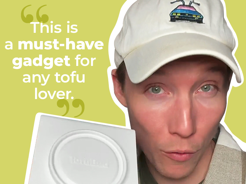 TofuBud Tofu Press - Presser for Firm or Extra Firm Tofu - Dishwasher Safe with Water Drainer - Made from Durable Sustainable Materials - Perfect for Vegan Cooking - Healthy Recipes Cookbook Included