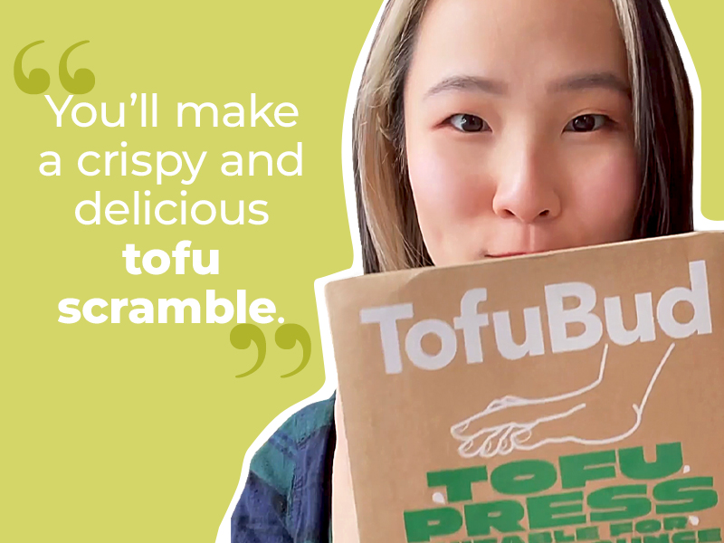 TofuBud Tofu Press - Presser for Firm or Extra Firm Tofu - Dishwasher Safe with Water Drainer - Made from Durable Sustainable Materials - Perfect for Vegan Cooking - Healthy Recipes Cookbook Included