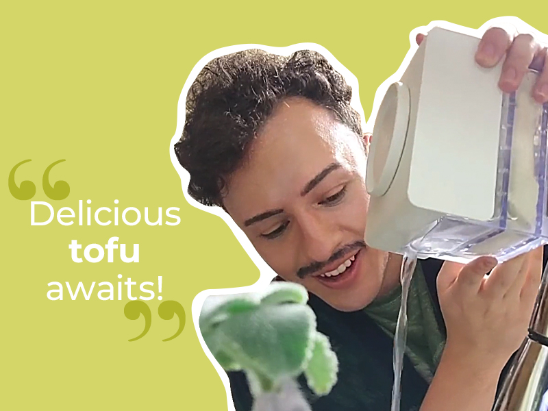 TofuBud Tofu Press - Presser for Firm or Extra Firm Tofu - Dishwasher Safe with Water Drainer - Made from Durable Sustainable Materials - Perfect for Vegan Cooking - Healthy Recipes Cookbook Included