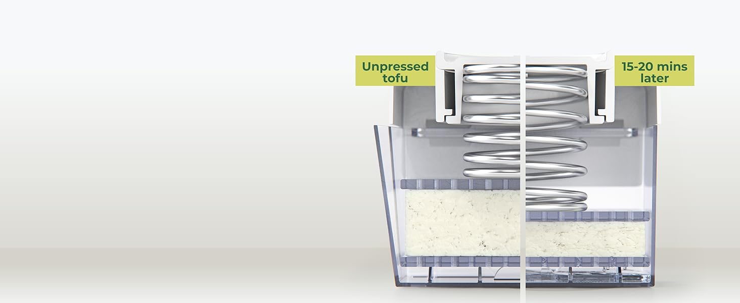 TofuBud Tofu Press - Presser for Firm or Extra Firm Tofu - Dishwasher Safe with Water Drainer - Made from Durable Sustainable Materials - Perfect for Vegan Cooking - Healthy Recipes Cookbook Included