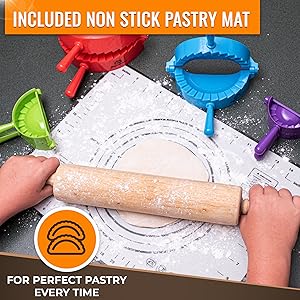 Magic Dumpling Maker Kit, Set of 4 - Mold Ravioli, Empanadas, Momos, Gyozas, Pot Stickers, Jamaican Beef Patties, Pierogi and Calzones - Wonton Dough Press and Pasta Making Tools