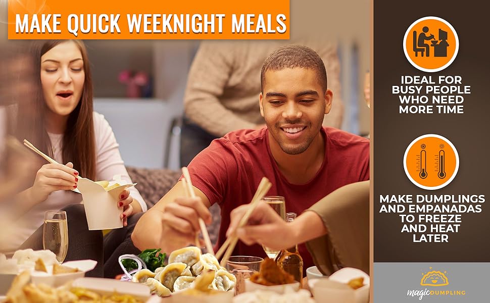 Magic Dumpling Maker Kit, Set of 4 - Mold Ravioli, Empanadas, Momos, Gyozas, Pot Stickers, Jamaican Beef Patties, Pierogi and Calzones - Wonton Dough Press and Pasta Making Tools