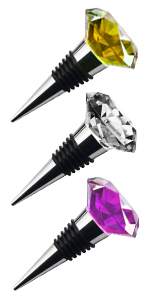 JETKONG 3 Pcs Wine Stoppers Crystal Wine and Beverage Bottle Stopper Diamond Decorative Wine Bottle Stopper (Crystal)